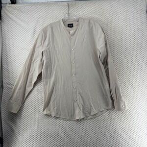 ONLY & SONS Shirt Mens Slim Fit Band Collar Button Down Shirt Long Sleeve‎ L